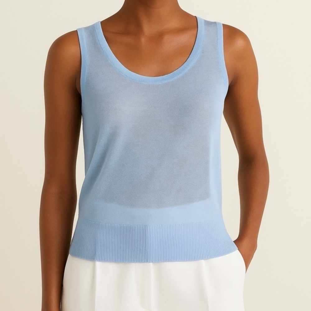 Hemisphere merino wool light knit tank blue